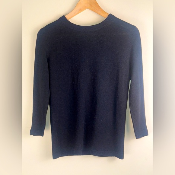 Kate Spade Live Colorfully BLK Knit Cashmere Wool Blend SM. 3/4 SLV Bow on Cuff - Picture 1 of 9